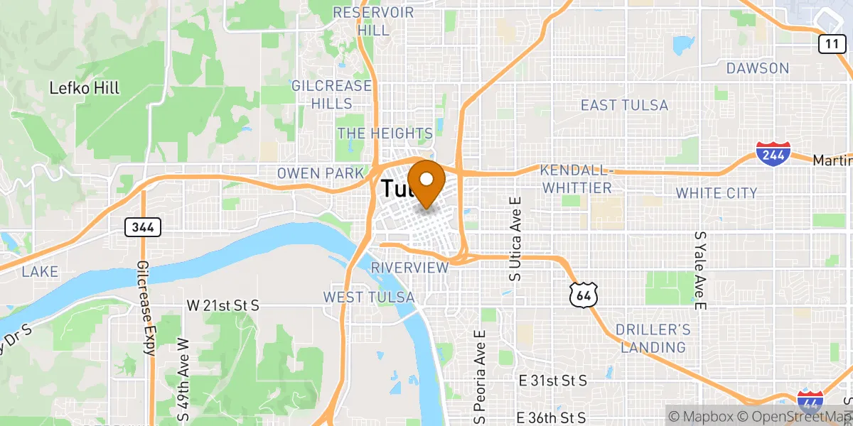 Downtown neighborhood map in Tulsa, OK